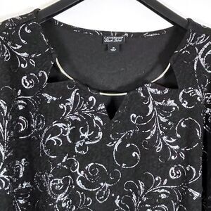 Catherines Black Label Tunic Top Textured Metallic Necklace 4X Holiday Event